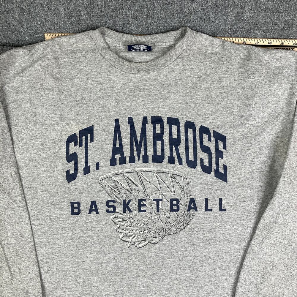 St Ambrose Basketball Shirt Mens Size XXL Gray Long Sleeve Graphic Jansport